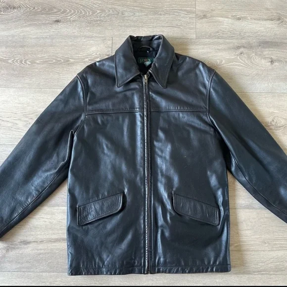 Vintage J. Crew Genuine Thick Leather Jacket Classic Fit - Picture 5 of 12
